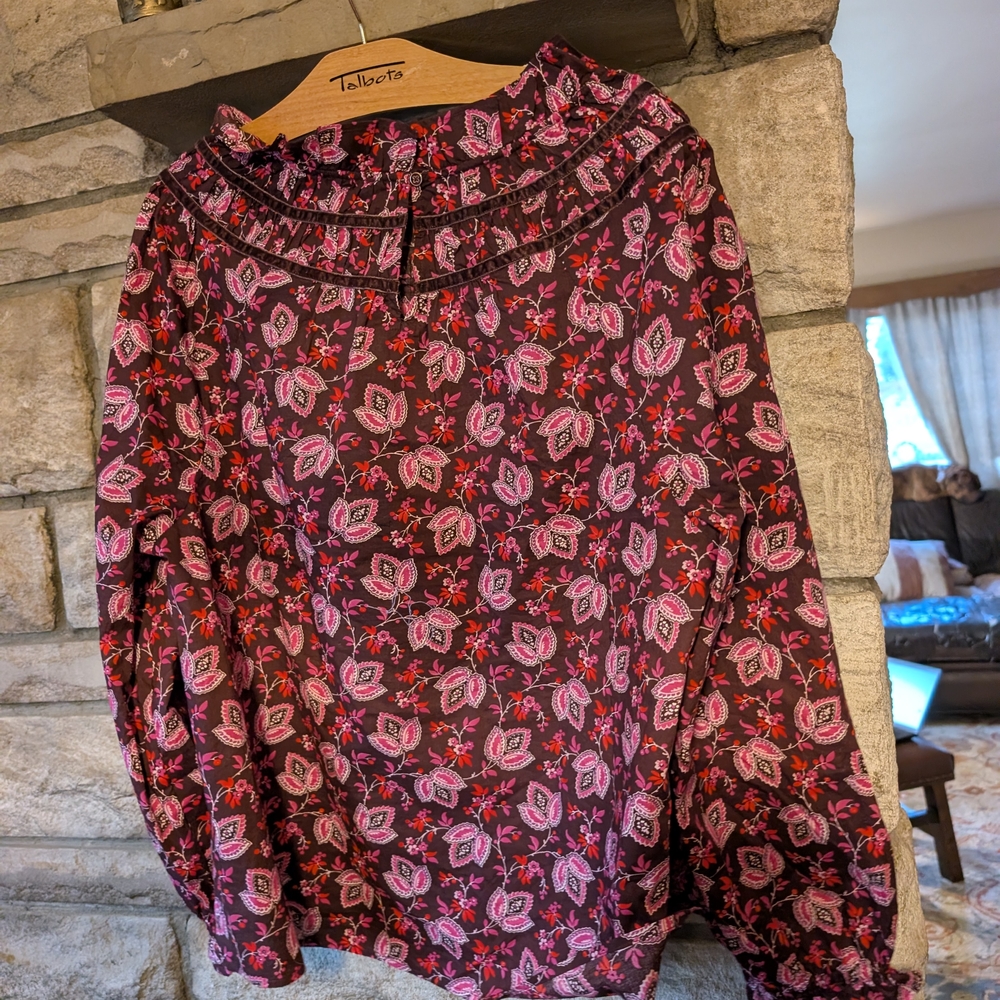 Velvet Trim Smocked Top - Luminous Floral - Medium - Picture 5 of 6